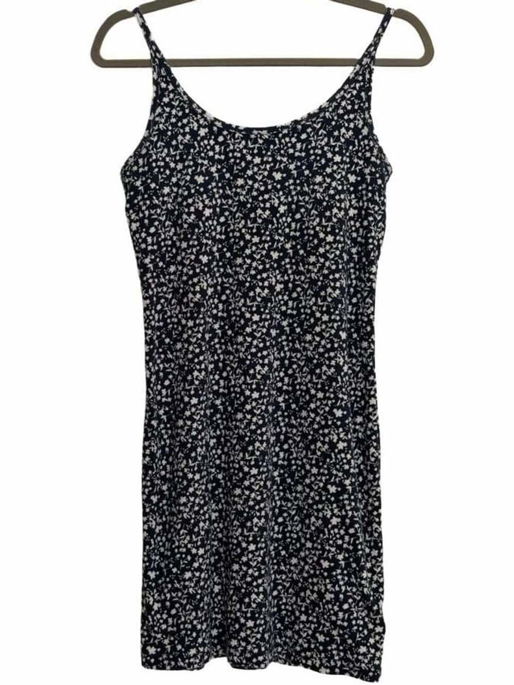 Old Navy Blue Ditsy Floral Fitted Dress Adjustable Spaghetti Strap
